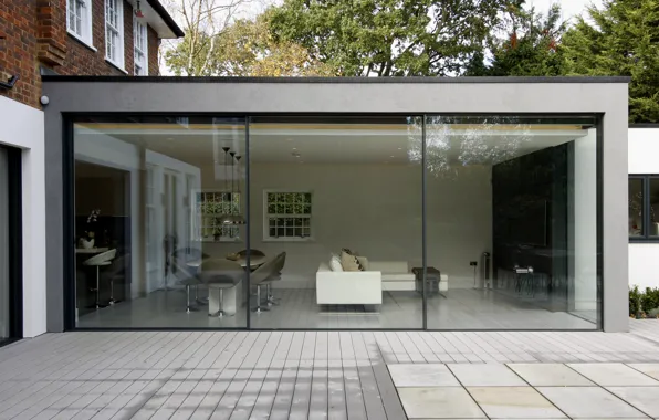 Картинка стекло, комната, вилла, дома, интерьер, modern patio doors in London