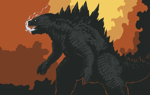 Дым, монстр, динозавр, godzilla, годзилла