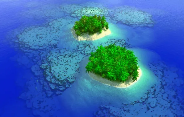 Nature, water, blue ocean, tropical paradise island, oceans deep, green islands