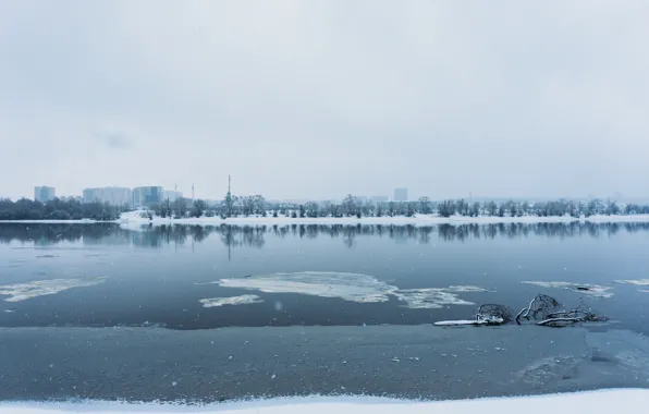 Зима, Река, Россия, Russia, Winter, River, Холод, Cold