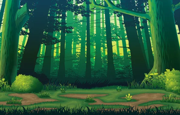 Лес, Зеленый, Фон, Green, Background, Forest