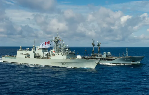 Германия, Канада, фрегат, корабль снабжения, HMCS Regina, FGS Rhön