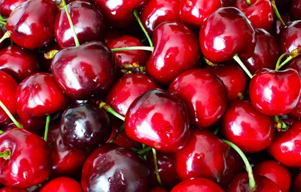 Капли, макро, вишня, ягоды, красные, много, черешня, сочные