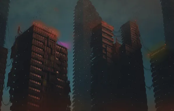 Небоскребы, Здания, Архитектура, Фантастика, Рендеринг, Rendering, Buildings, Skyscrapers
