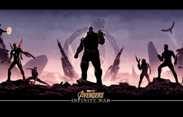 Картинка фантастика, постер, персонажи, комикс, MARVEL, Thanos, Танос, Avengers: Infinity War