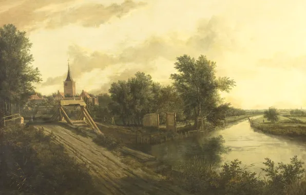 Масло, картина, холст, 1660, неизвестный художник, Пейзаж с Воротом