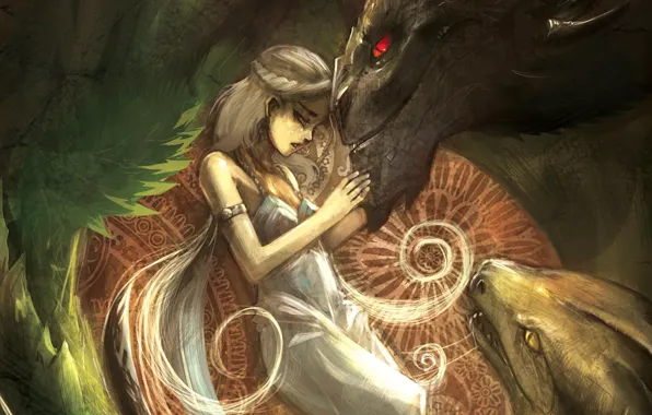 Картинка девушка, драконы, Песнь Льда и Огня, Daenerys Targaryen, Mother of Dragons, A Song Of Ice …