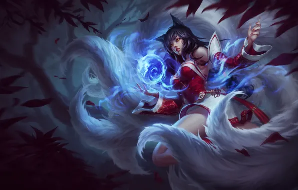Girl, Fantasy, Art, League of Legends, Magic, Illustration, LoL, Ahri