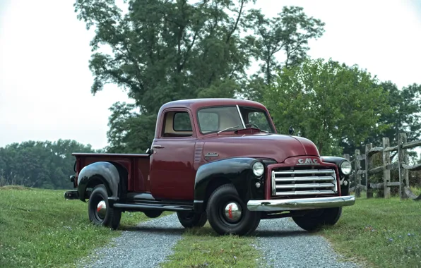 Картинка 150, пикап, GMC, 1949, у забора, Pickup Truck, GMC 150