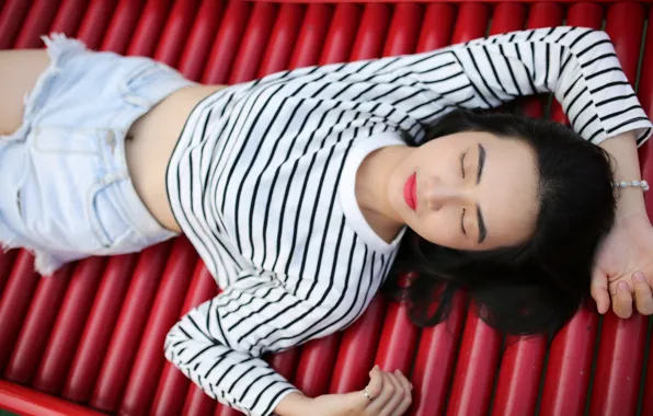 Отдых, сон, азиатка, красивая девушка, sleep, beautiful girl, asian, закрытые глаза