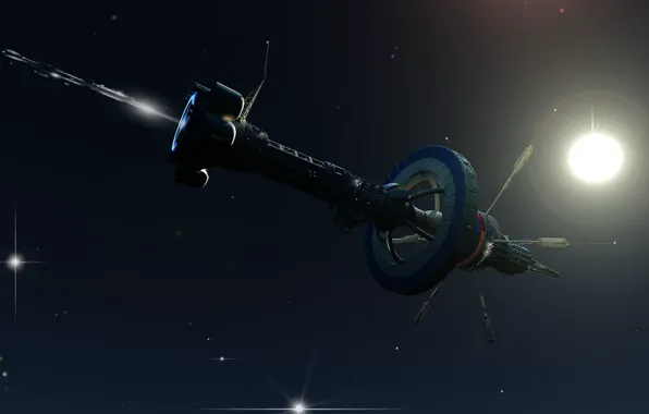 Космос, корабль, звёзды, станция, Boreas on the way