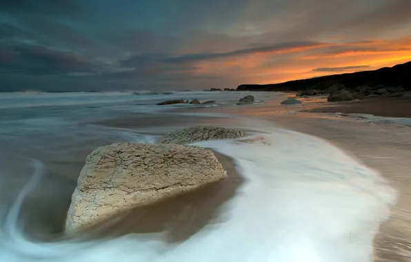 Море, закат, берег