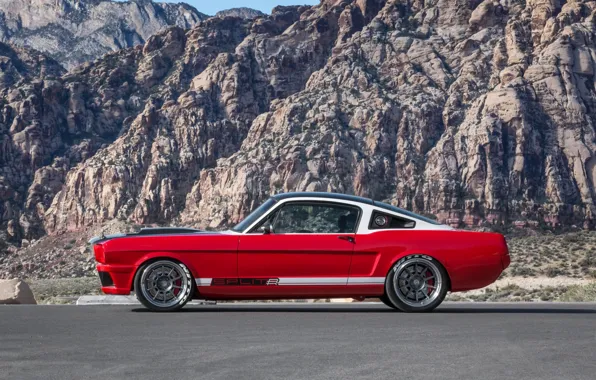 Картинка mustang, red, ford, side, with, view, hre, satin