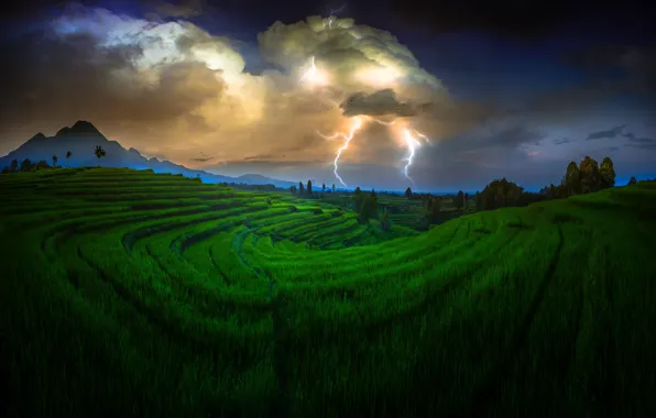 Картинка облака, тучи, молния, Природа, Индонезия