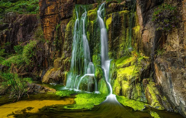 Картинка скала, водопад, поток, Австралия