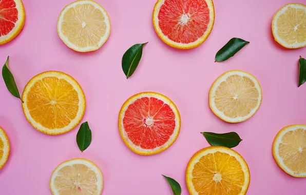 Лимон, апельсин, lemon, фрукты, ломтики, грейпфрут, fruit, orange