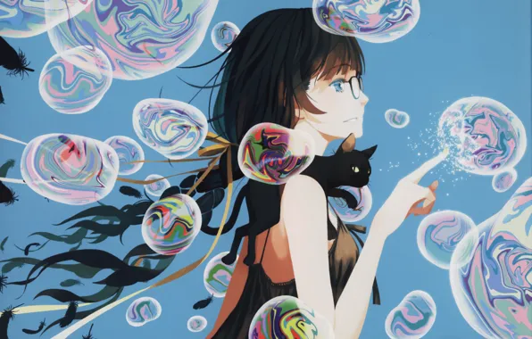 Девушка, пузыри, Bakemonogatari, Hanekawa Tsubasa