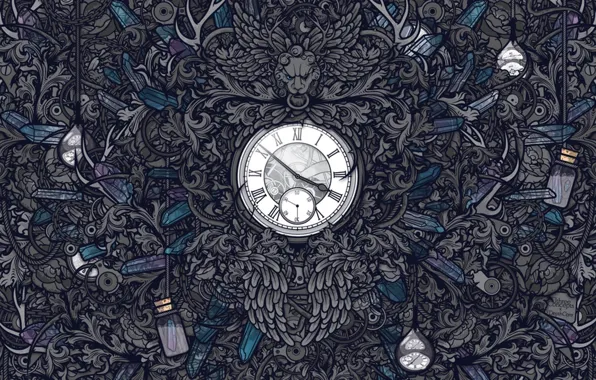 Картинка время, серый, фон, обои, часы, механизм, текстура, веревки