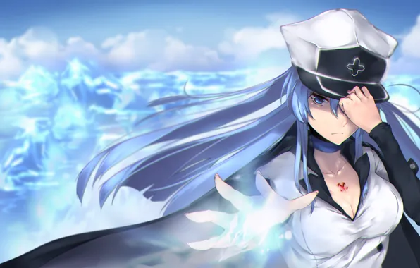 Девушка, лёд, anime, art, esdeath, akame ga kill