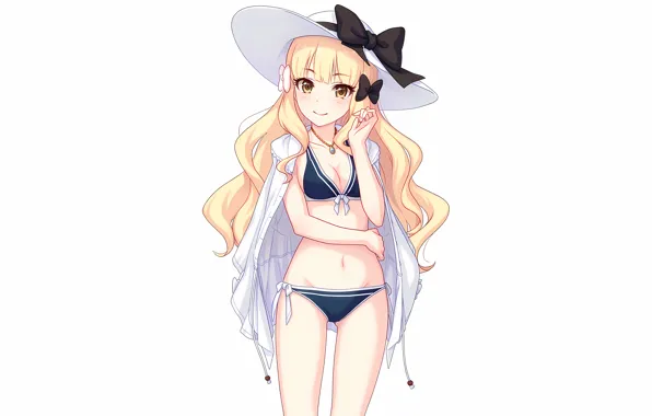 Girl, sexy, cleavage, long hair, hat, boobs, anime, beautiful
