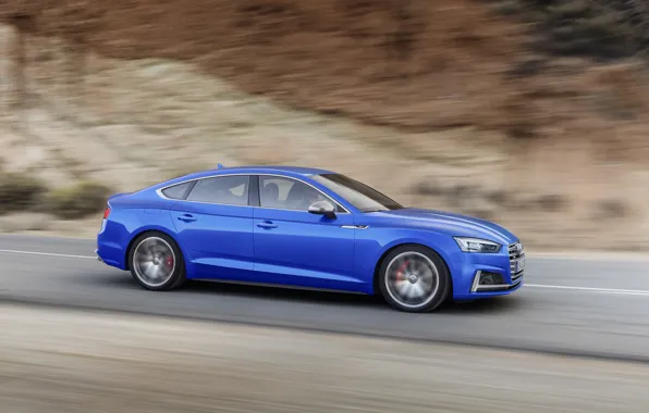 Картинка Audi, German, Blue, Speed, 2018, Road, Drive, A5