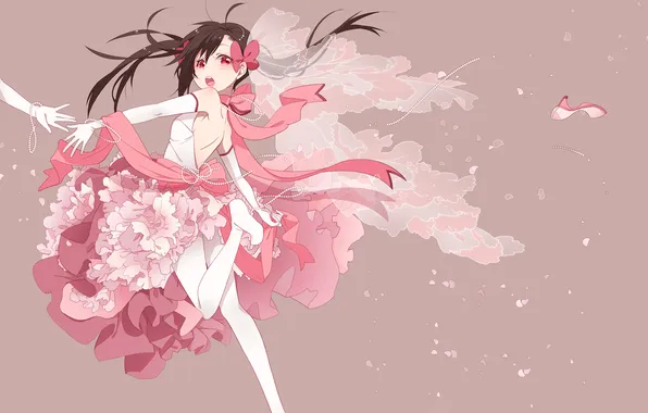 Картинка Девушка, бусы, бежит, туфля, розовое платье