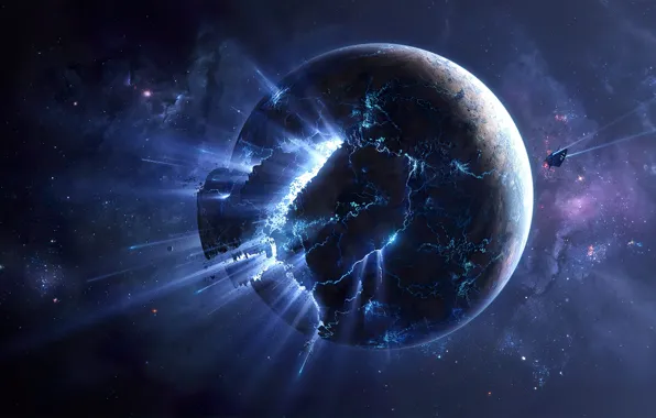 Space, escape, stars, planet, space ship, destruction, anihilation