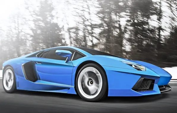 Lamborghini, Скорость, Blue, Speed, Суперкар, LP700-4, Aventador, Supercar