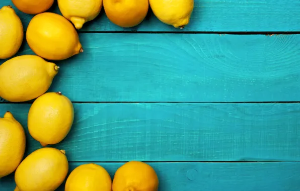 Картинка желтый, лимон, цитрус, голубой фон