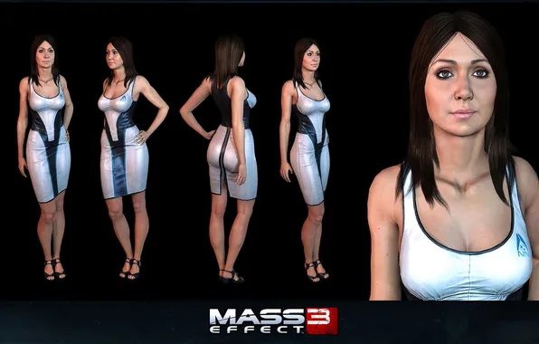 Девушка, платье, персонаж, Mass Effect 3, ракурсы