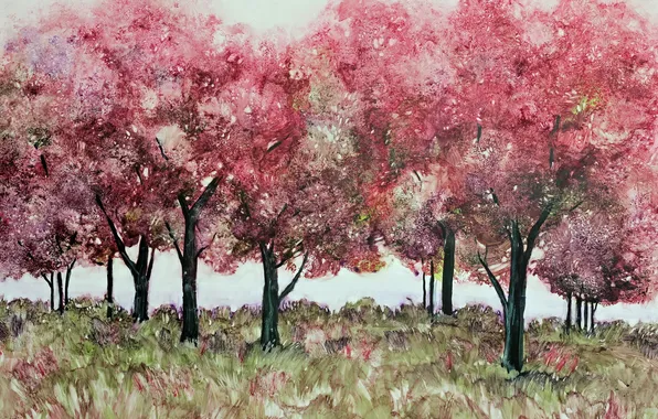 Картинка деревья, фон, картина