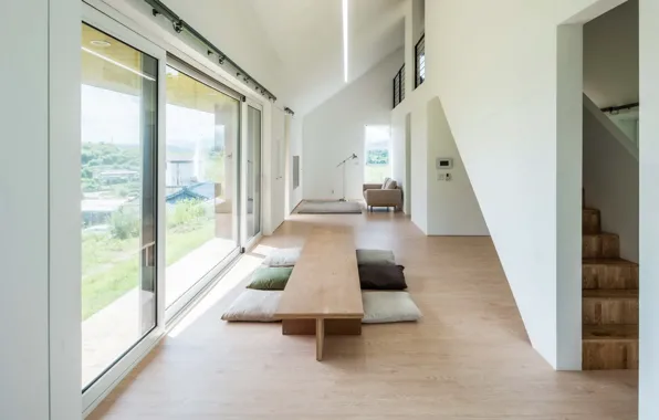 Интерьер, South Korea, гостиная, столовая, дом в сельской местности, by Stpmj, rural cabin, Shear House