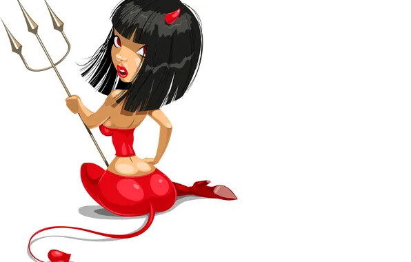 Эротика, взгляд, фон, вектор, сидит, devil, рожки