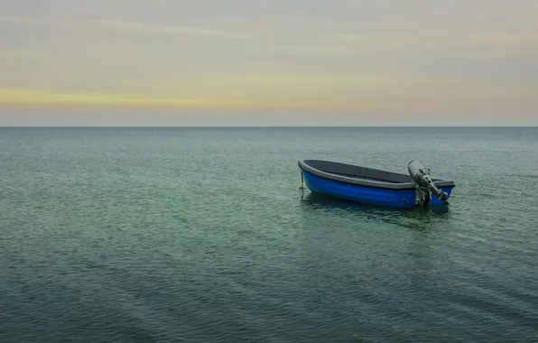 Sea, seascape, horizon, boat, ocen