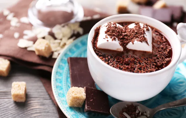 Шоколад, hot, cup, chocolate, какао, cocoa, зефир, marshmallow