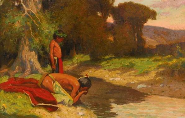 Река, отец и сын, Eanger Irving Couse, The Cooling Stream