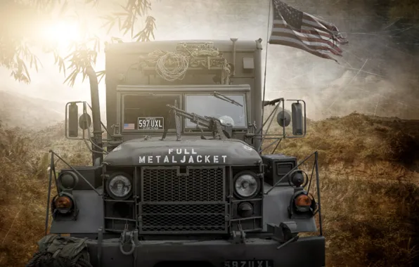 Картинка photoshop, composite, US army truck, full metal jacket