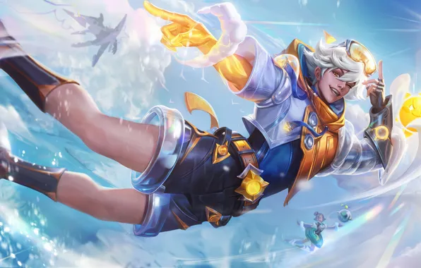 Улыбка, полёт, game, character, жест, персонаж, League of Legends, LOL