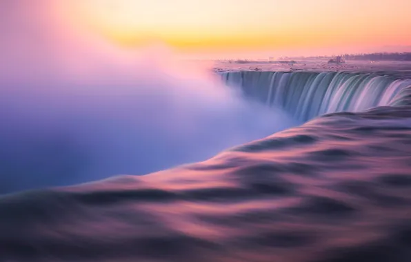 Картинка colors, sky, fog, waterfall, sunrise, Niagara Falls, Niagara