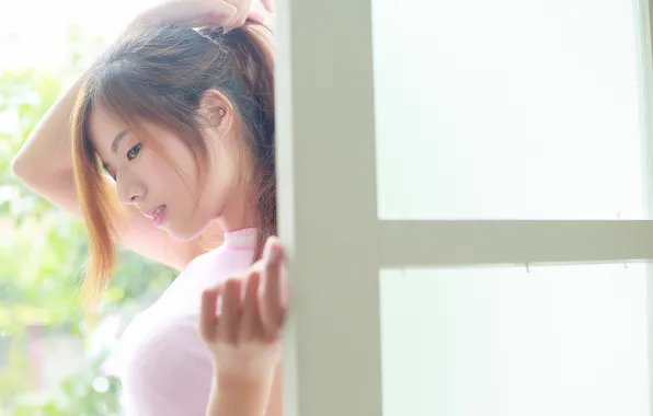Картинка лицо, фон, волосы, профиль, азиатка