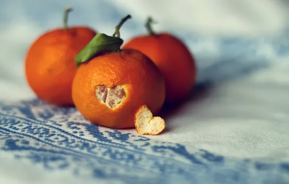 Картинка листик, сердечко, кожура, мандарины