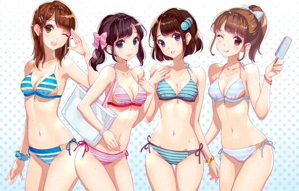 Картинка girl, sexy, cleavage, brown hair, boobs, anime, beautiful, short hair