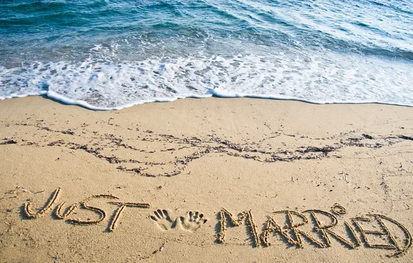Картинка песок, море, пляж, beach, sea, sand, just married