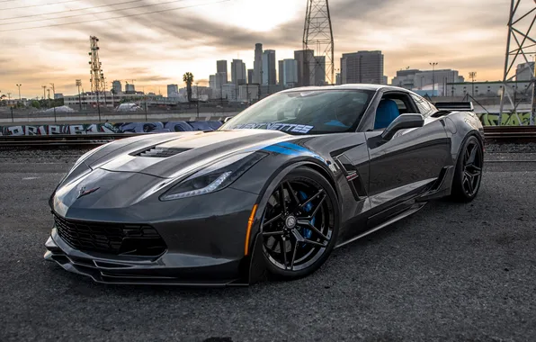 Corvette, Chevrolet, Front, Chevrolet Corvette, Grey