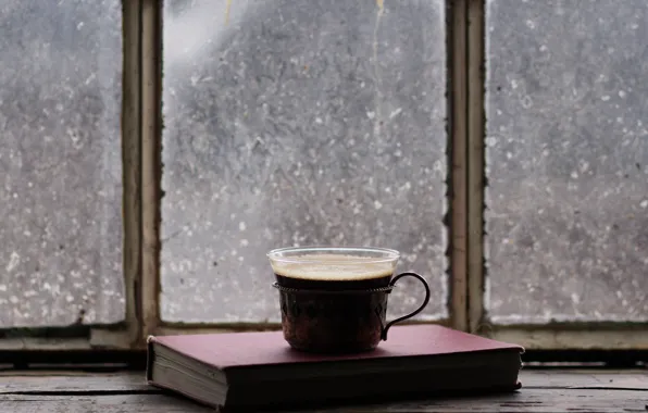 Картинка кофе, окно, чашка, книга