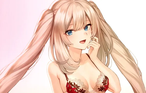Girl, sexy, lingerie, bra, cleavage, long hair, boobs, anime