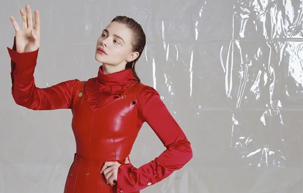 Взгляд, девушка, поза, фото, платье, Chloe Grace Moretz