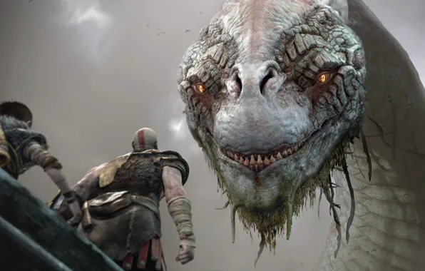 Snake, armor, Kratos, God of War, Loki, Jormungand, god, arrow