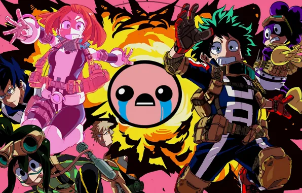 Взрыв, огонь, персонажи, My Hero Academia, Boku No Hero Academia, Моя Геройская Академия