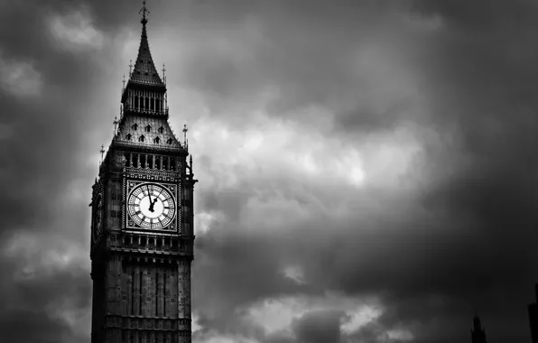 Картинка город, стрелки, англия, башня, лондон, Часы, london, england